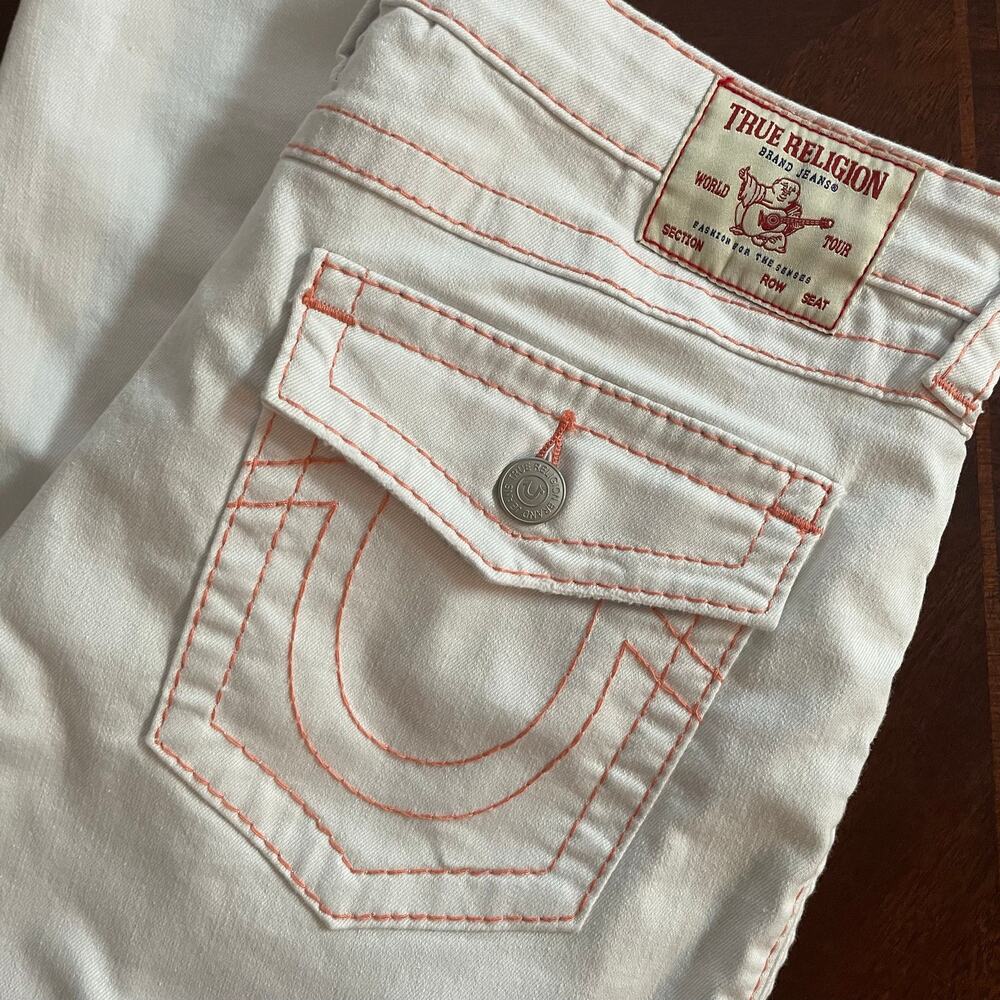 True Religion White Jennie Curvy Mid Rise Super Skinny Womens Size 33